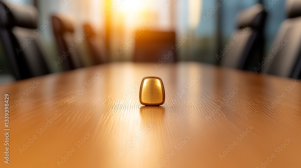 Poster intriguing yellow object on rustic wooden table, a study in minimalism and form small