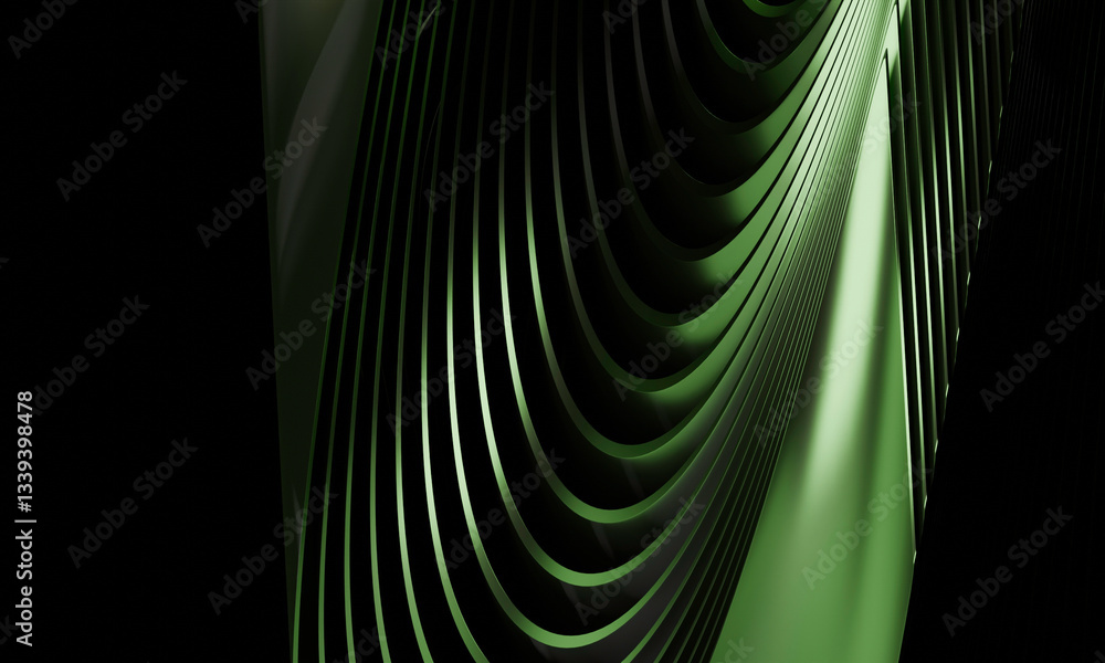 Poster abstract green curves: dynamic gradient lines for modern backgrounds