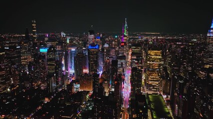 Aerial shot of New York City at night - Powered by Adobe
