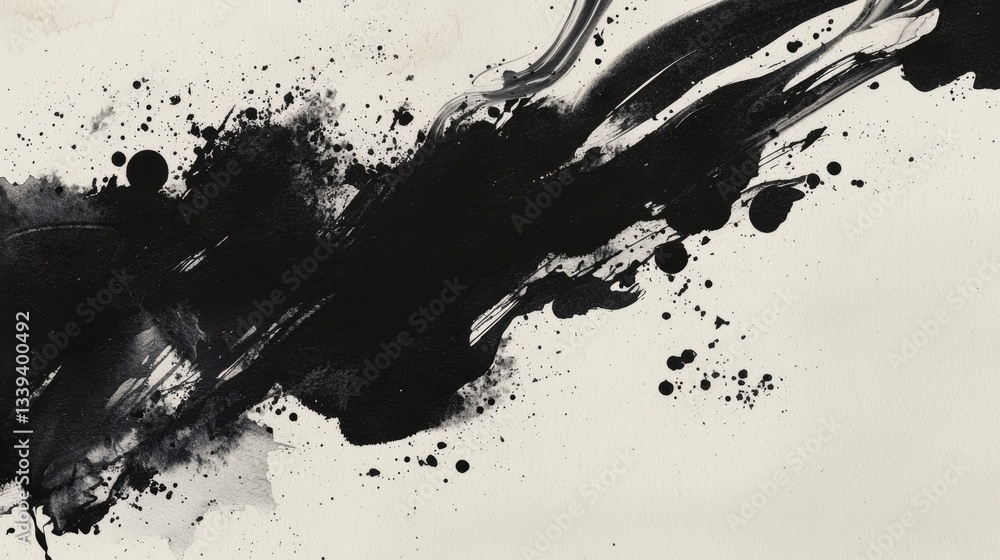 Aufkleber bold black ink splashes form a striking and expressive composition on a light background, ideal for 
