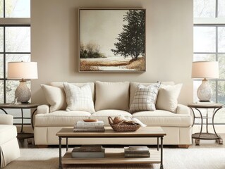 Comfortable living room with inviting furniture and decorative accessories displayed