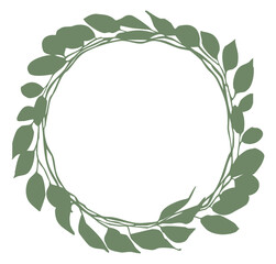 Vector floral wreath set, flower and leaf branch, botanical design, Vector black circle twig wreath silhouette, for a logo, wedding invitation