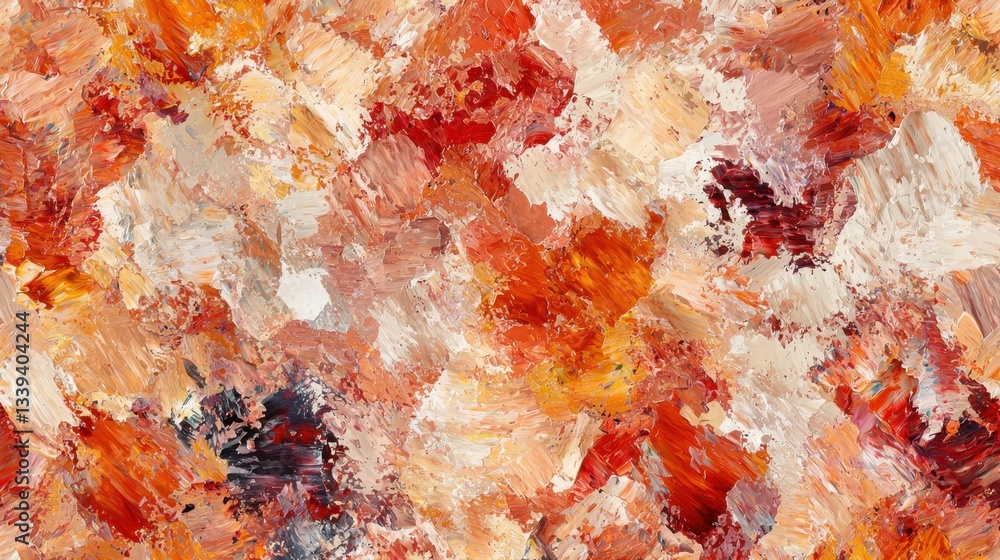 Poster this artwork showcases a vibrant abstract design filled with warm colors like red, orange, and cream