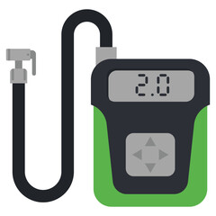 Portable electric air car pump vector cartoon illustration isolated on a white background.