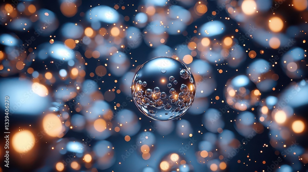 Poster aerial view of metallic spheres of different sizes scattered across a soft velvet backdrop