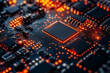 Fototapeta premium Abstract Technology Background with Circuit Board and Glowing Lights