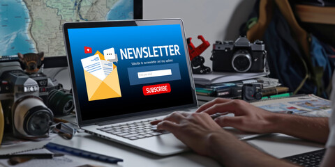 newsletter signup page on computer for customer to subscribe brisk newsletter update information to subscriber
