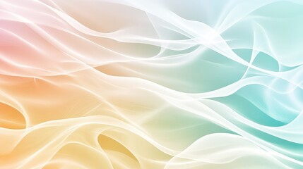Obraz premium Abstract design of delicate waves and soft hues in pastel colors, creating a sense of tranquility and emotional balance. Copy space.