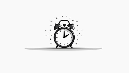 Minimalist alarm clock illustrating time management on white background  