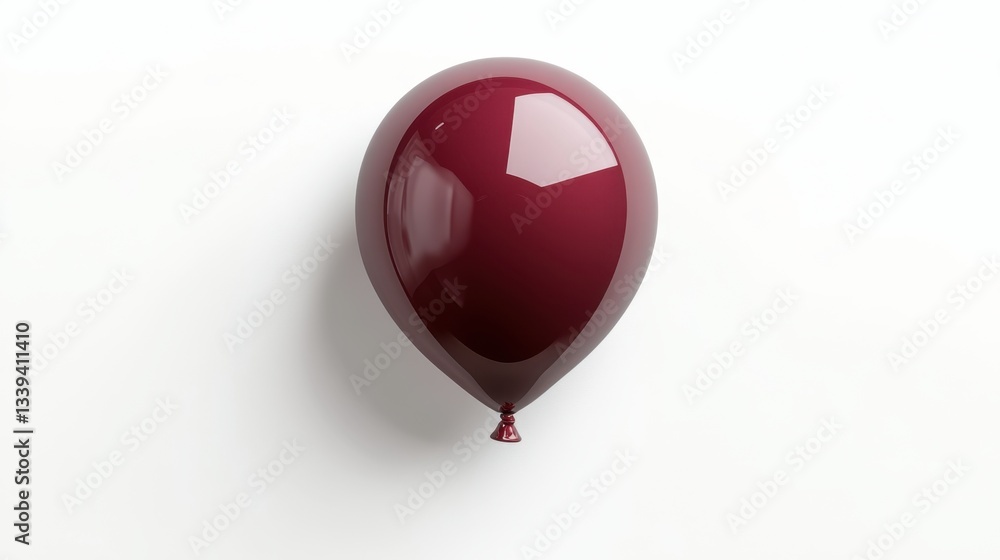 Poster elegant maroon balloon floating against a clean white backdrop casting a soft shadow creating a mini