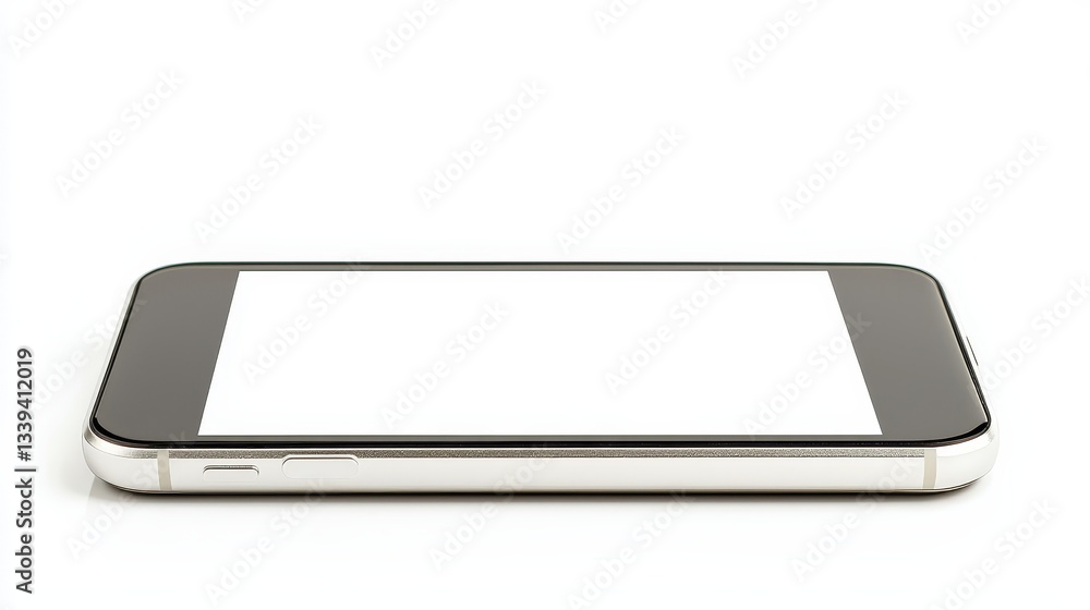 Aufkleber mockup of a blank white cell phone screen against simple background for design and template use