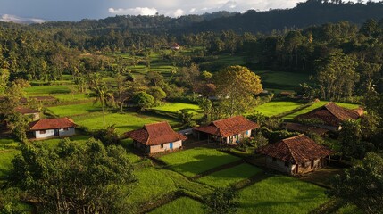 Charming local farms with vibrant green fields and traditional barns, ideal for rural tourism campaigns.