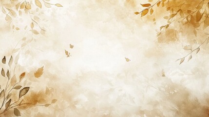 Golden leaves gently fall from branches, painting a mellow backdrop. Soft light filters through, illuminating the tranquil space in a peaceful autumn landscape