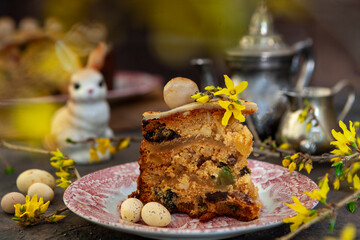 Homemade Simnel Cake traditional English Easter marzipan cake.
