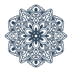 Monochrome mandala isolated on white background.  Hand-drawn illustration. Vector.