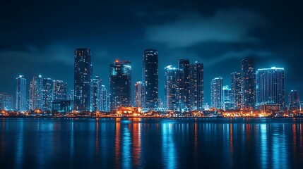 Obraz premium Reflections sparkling river scenic cityscape night view high resolution picture