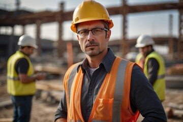Labor Day portrait engineer construction background
