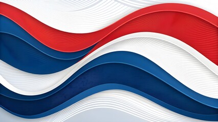 Naklejka premium Abstract Red, White, and Blue Wavy Pattern Background
