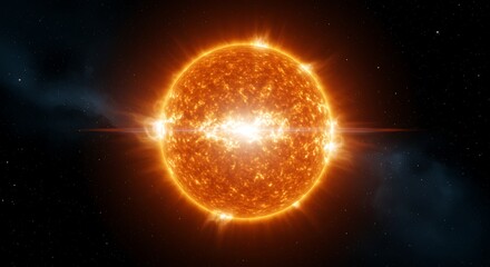 Obraz premium Fiery Stellar Inferno: A Glowing Star in the Vast Cosmos