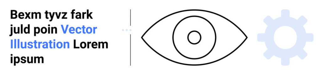 Eye design beside a gear symbolizing focus, clarity, and operational mechanisms. Ideal for vision, strategy, creativity, innovation, technology, focus simple landing page