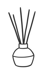 Vector line art illustration of aromatherapy diffuser aroma sticks