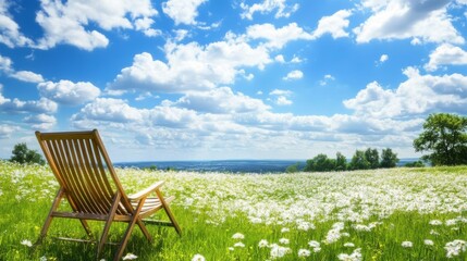 Serene Summer Day: Relaxation in a Flower Field