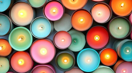 Colorful Candles Lit with Warm Glows for Relaxing Ambiance