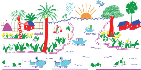 A beautiful natural village scene