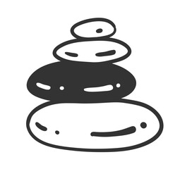 Vector line art illustration of massage stones