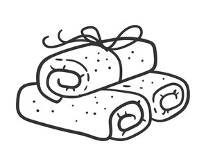 Vector line art illustration of spa towels