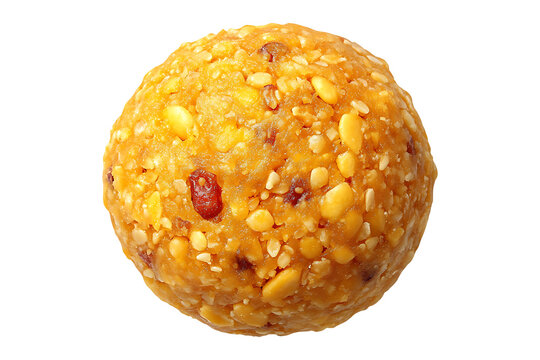 Besan laddu top view Isolated on Transparent Background PNG Image.