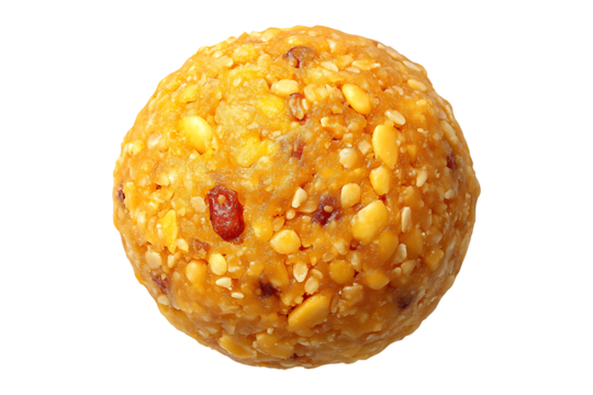 Besan laddu top view Isolated on Transparent Background PNG Image.