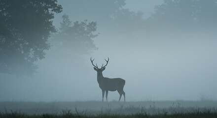 Naklejka premium Majestic Stag in Misty Dawn