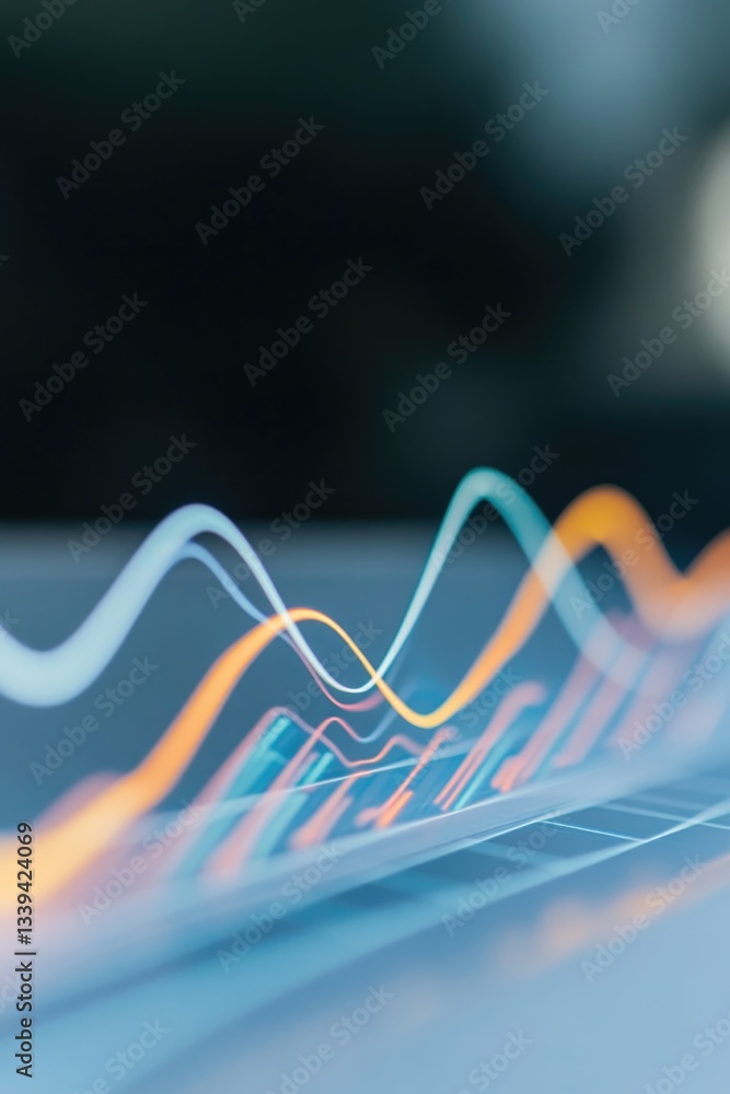 Poster creative representation of big data with colorful graphs and charts projected in virtual space backg