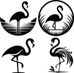 Flamingo Silhouette Vector | Elegant Bird Illustration | Black and White Flamingo Clipart | Tropical Wildlife Icon