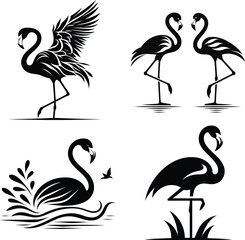 Flamingo Silhouette Vector | Elegant Bird Illustration | Black and White Flamingo Clipart | Tropical Wildlife Icon