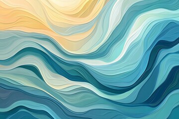 Abstract wave design with peaceful sea colors, suited for spa interiors or relaxation themes