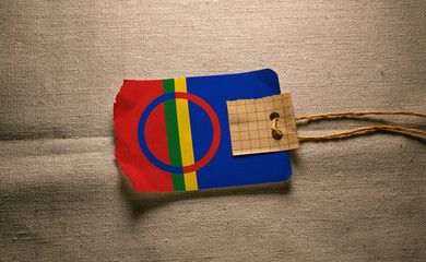 Cloth with a blank label and the Sami Flag 3D Rendering