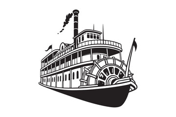 Obraz premium Riverboat silhouette vector