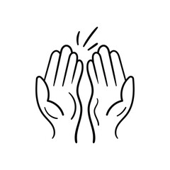Prayer Hands line doodle icon with white background vector stock illustration