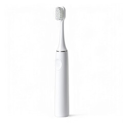 Obraz premium Minimalist white electric toothbrush for professional dental care and oral hygiene routine