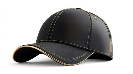 Fototapeta premium Elegant Black Baseball Cap with Gold Accent