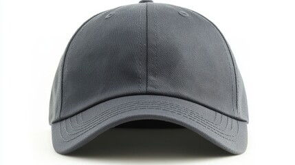 Front View of Structured Baseball Cap in Charcoal Color