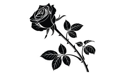 Obraz premium Roses tattoo. Black roses vector design. Black silhouette of rose, Valentines day silhouette of rose element set. Romantic silhouette of rose, Rose icon