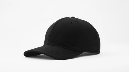 Black Snapback Baseball Cap on a White Background