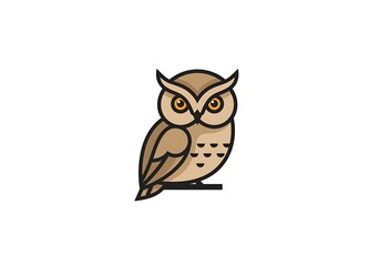Obraz premium A Stunning Minimalist Owl Illustration: Brown and Orange Bird Design