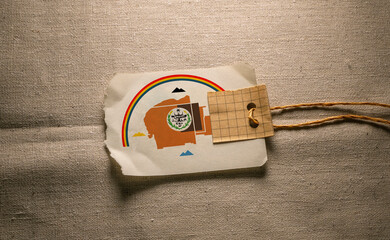 Cloth with a blank label and a flag of the Navajo Nation 3D Rendering