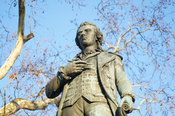 Denkmal für den deutschen Dichter und Dramatiker Friedrich Schiller in seiner Geburtsstadt Marbach...
