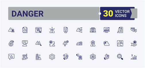 Danger icon. Related to organisation, analysis, chart, hazard and more. Risk simple icon. Vector outline and solid icons collection. Editable vector. Pixel perfect.