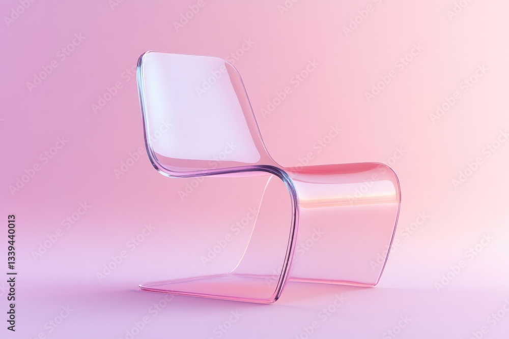 Poster glossy 3d-rendered chair with modern curves set against soft gradient background abundant copy space